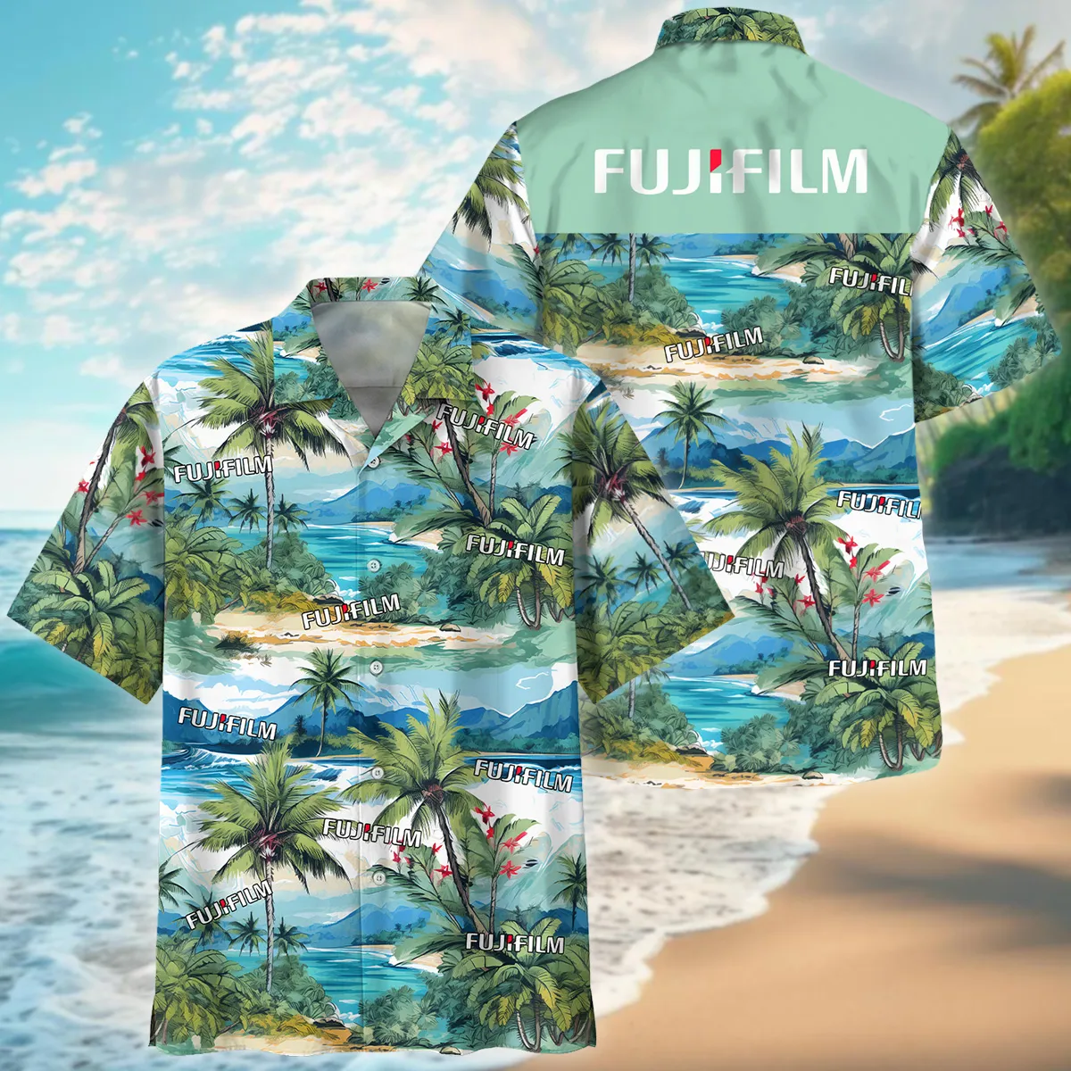 Fujifilm Hawaii Palm Tree Watercolor Photography Summer Pattern Oversized Hawaiian Shirt All Over Prints Gift Loves BL1125A2FJFHW