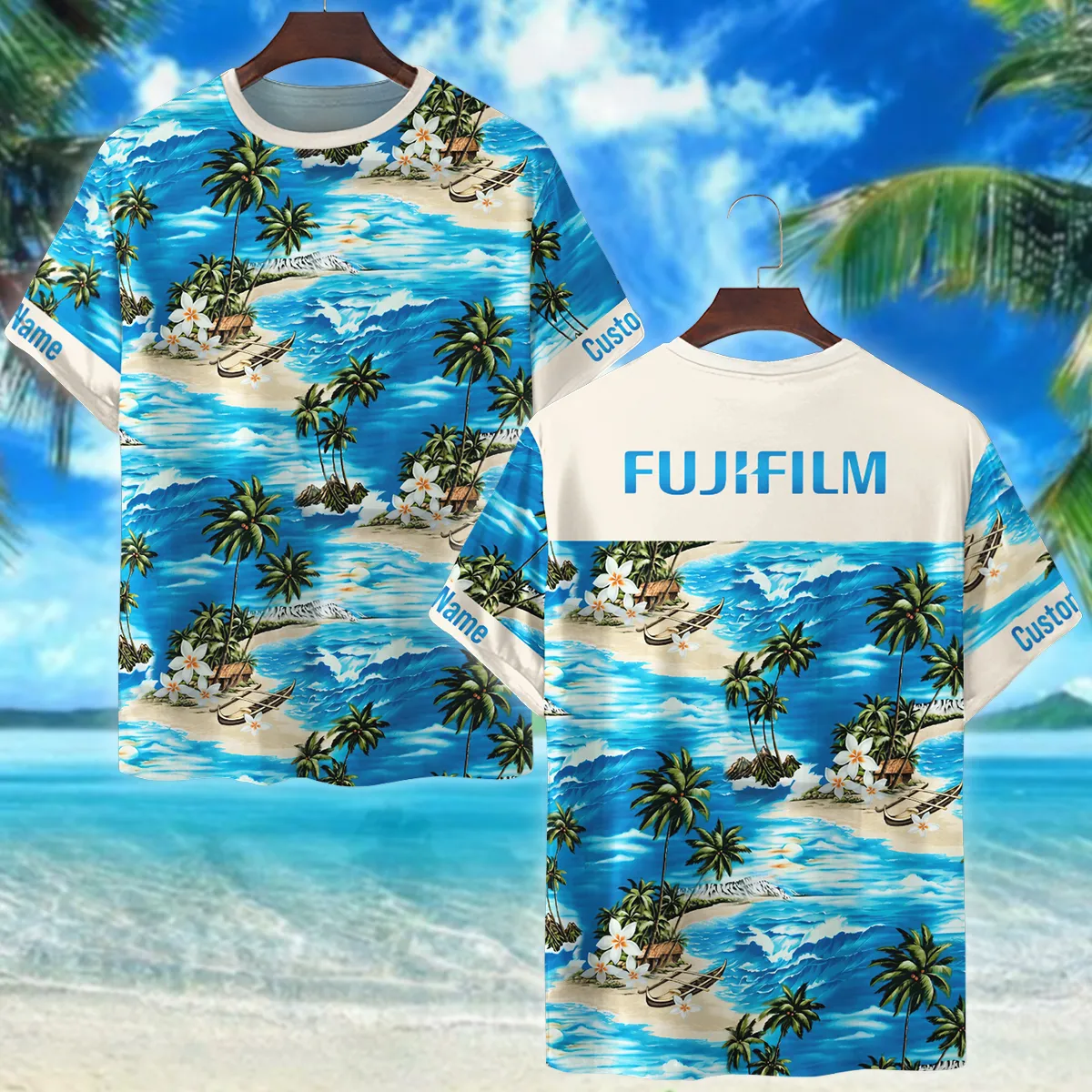 Fujifilm Island Palm Trees On The Sea Photography Summer Pattern Premium T-Shirt All Over Prints Gift Loves BL1125A7FJFTS