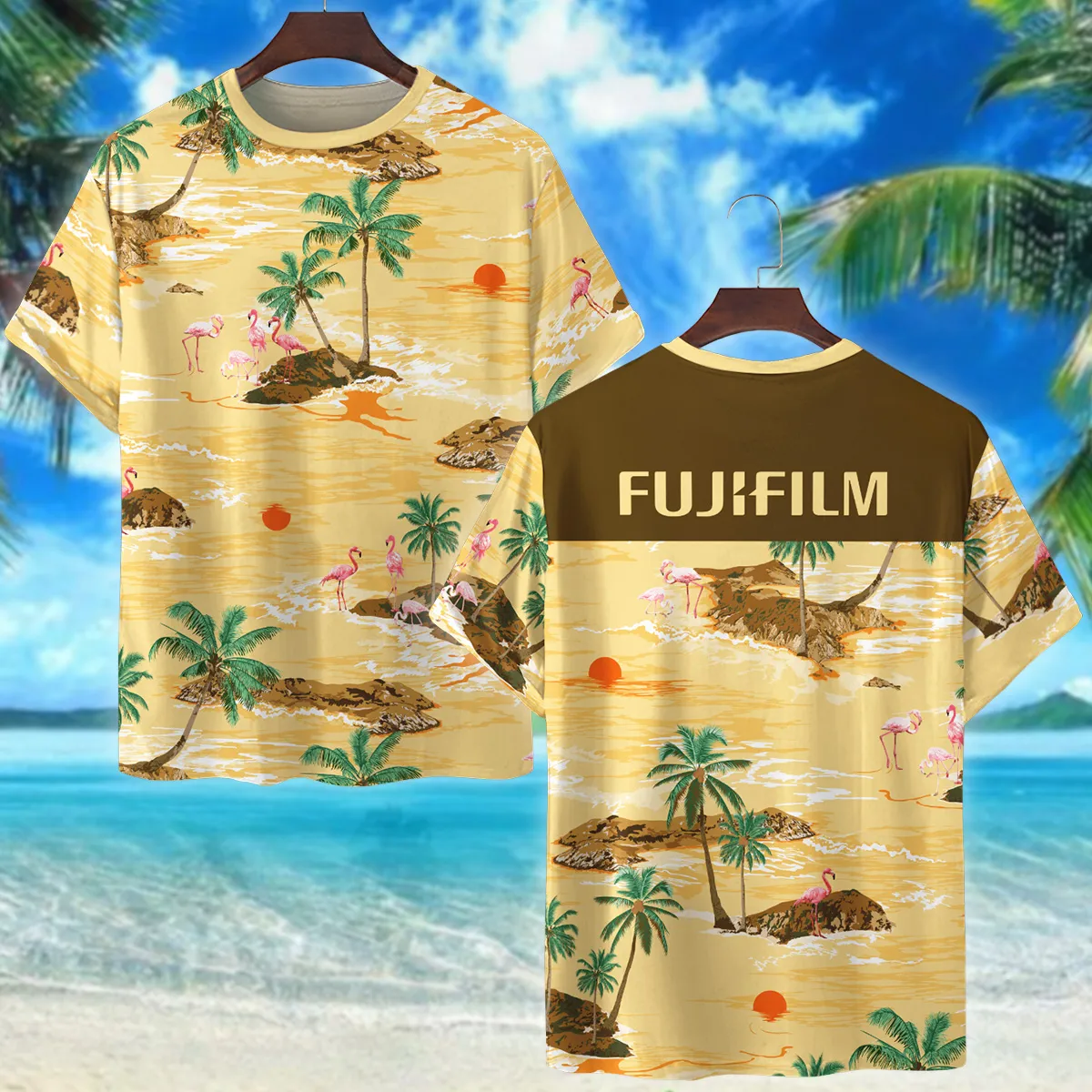 Fujifilm Palm Island With Flamingo Photography Summer Pattern Premium T-Shirt All Over Prints Gift Loves BL1125A53FJFTS