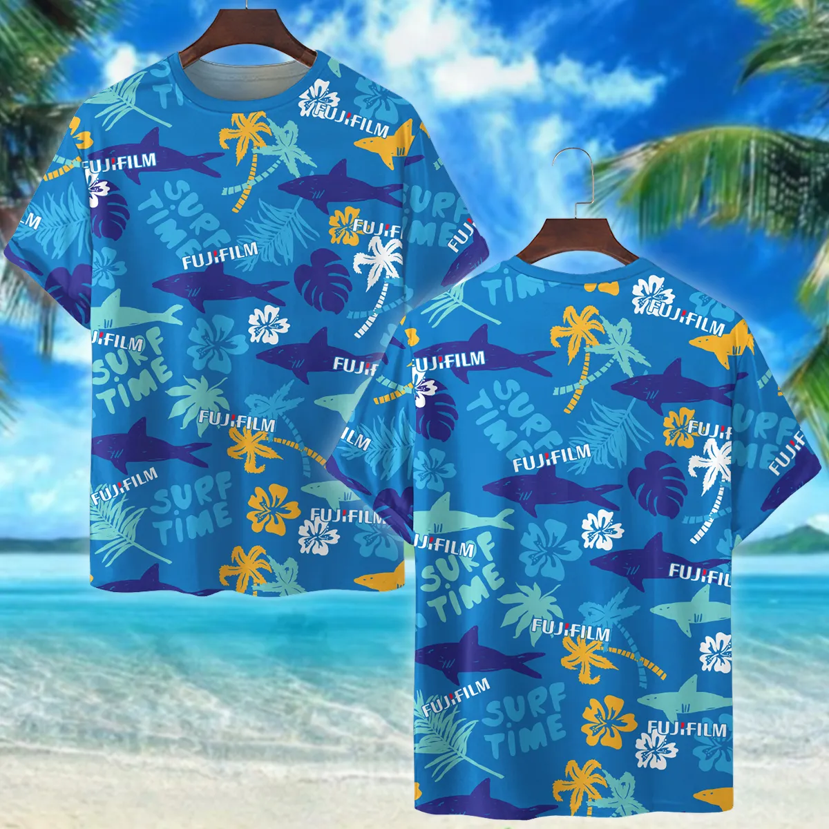 Fujifilm Palm Leaf Flower Shark Photography Summer Pattern Premium T-Shirt All Over Prints Gift Loves BL1125A42FJFTS