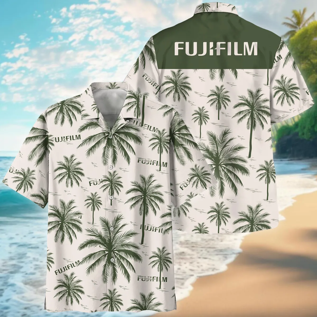 Fujifilm Pattern With Green Palms Photography Summer Pattern Oversized Hawaiian Shirt All Over Prints Gift Loves BL1125A22FJFHW