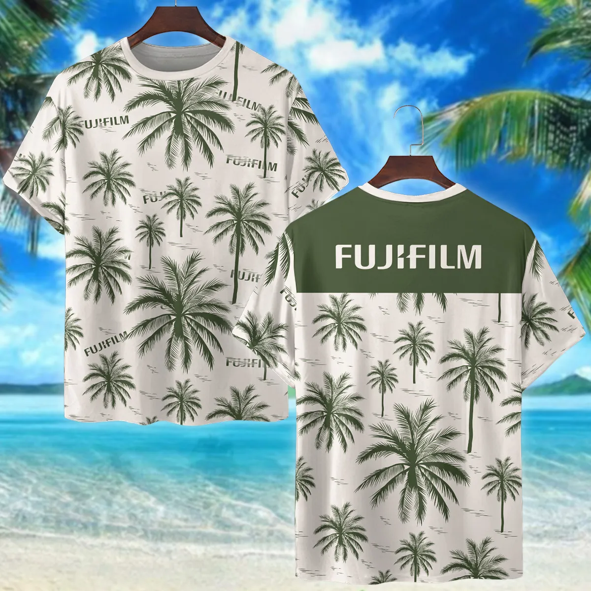 Fujifilm Pattern With Green Palms Photography Summer Pattern Premium T-Shirt All Over Prints Gift Loves BL1125A22FJFTS