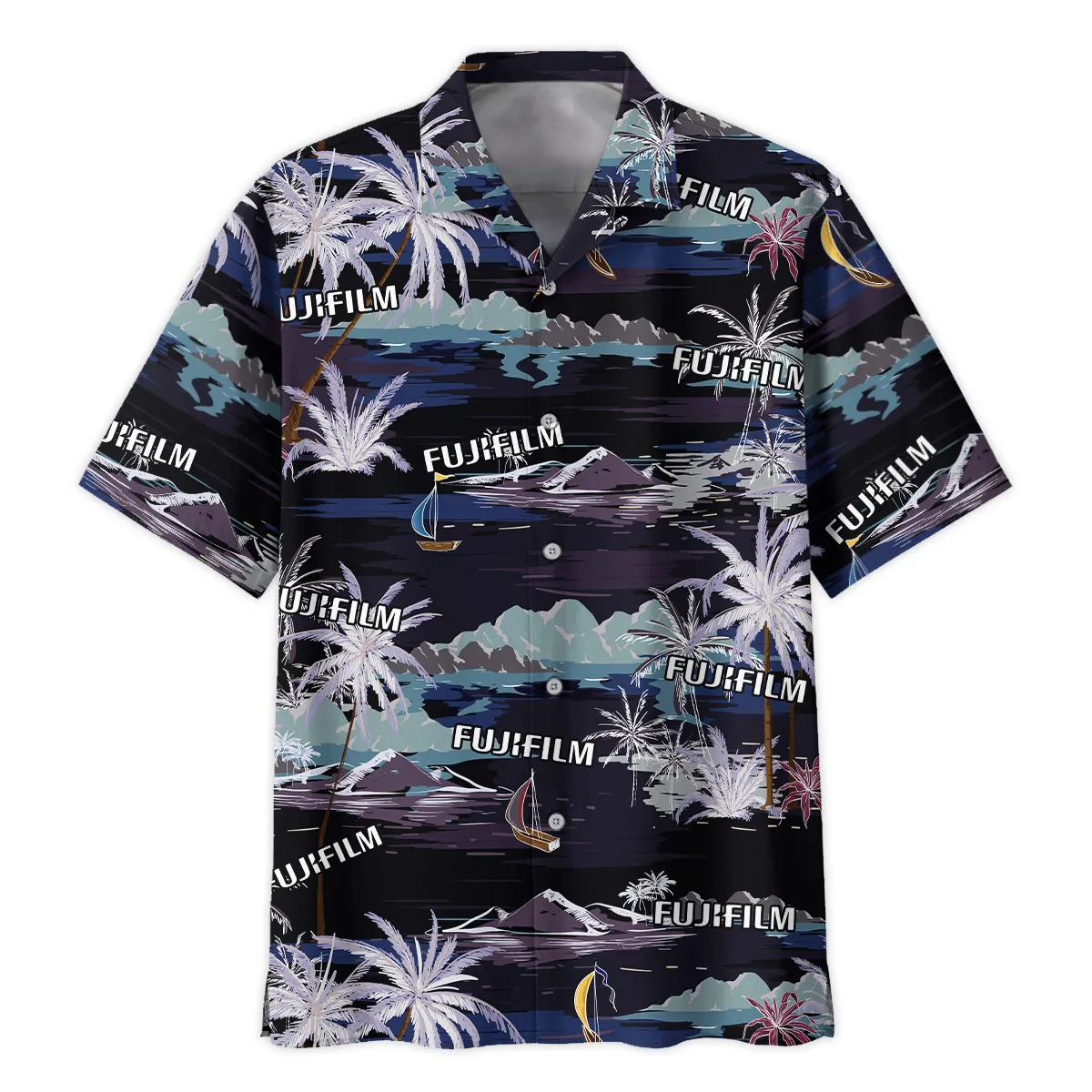 Fujifilm Summer Night Island Pattern Photography Summer Pattern Oversized Hawaiian Shirt All Over Prints Gift Loves BL1125A18FJFHW