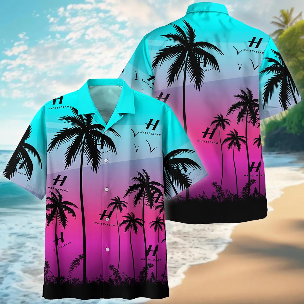Hasselblad Colorful Palm Trees Photography Summer Pattern Oversized Hawaiian Shirt All Over Prints Gift Loves BL1125A12HSBHW
