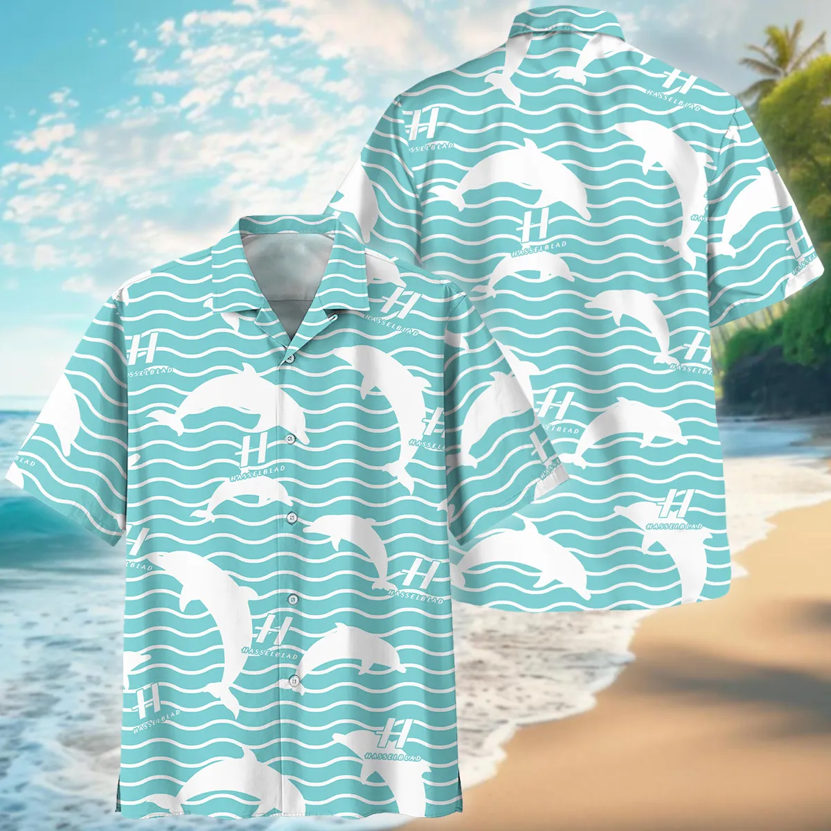 Hasselblad Dolphins And Waves Photography Summer Pattern Oversized Hawaiian Shirt All Over Prints Gift Loves BL1125A43HSBHW