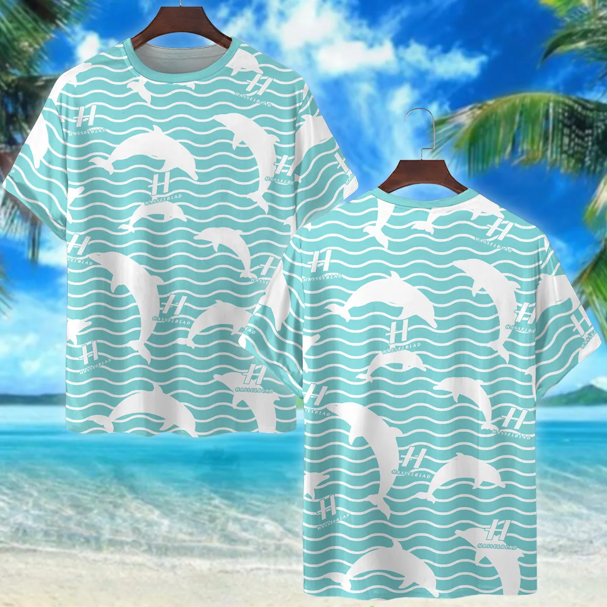 Hasselblad Dolphins And Waves Photography Summer Pattern Premium T-Shirt All Over Prints Gift Loves BL1125A43HSBTS