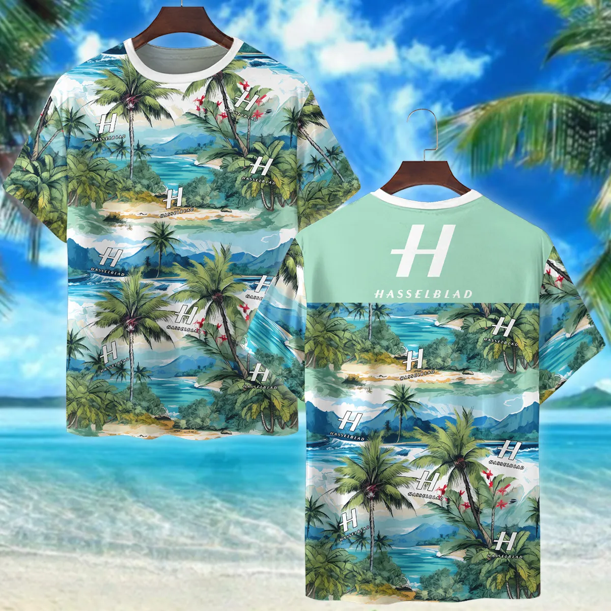 Hasselblad Hawaii Palm Tree Watercolor Photography Summer Pattern Premium T-Shirt All Over Prints Gift Loves BL1125A2HSBTS