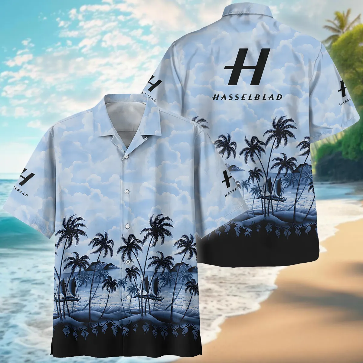 Hasselblad Island Palm And Cloud Photography Summer Pattern Oversized Hawaiian Shirt All Over Prints Gift Loves BL1125A11HSBHW