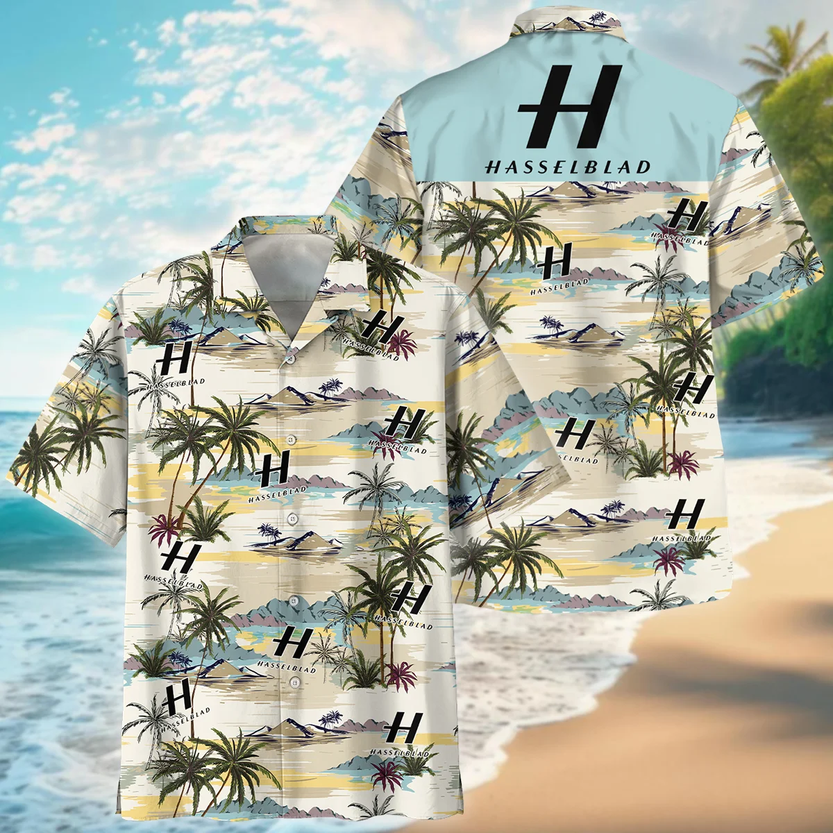 Hasselblad Island Pattern Palm Trees Photography Summer Pattern Oversized Hawaiian Shirt All Over Prints Gift Loves BL1125A1HSBHW