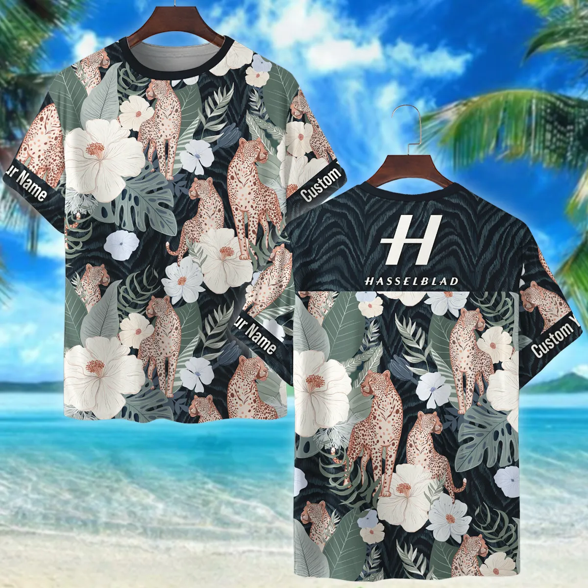 Hasselblad Leopards And Tropical Flowers Photography Summer Pattern Premium T-Shirt All Over Prints Gift Loves BL1125A61HSBTS