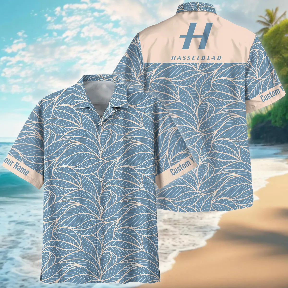 Hasselblad Outlined Leaves Minimal Style Photography Summer Pattern Oversized Hawaiian Shirt All Over Prints Gift Loves BL1125A38HSBHW