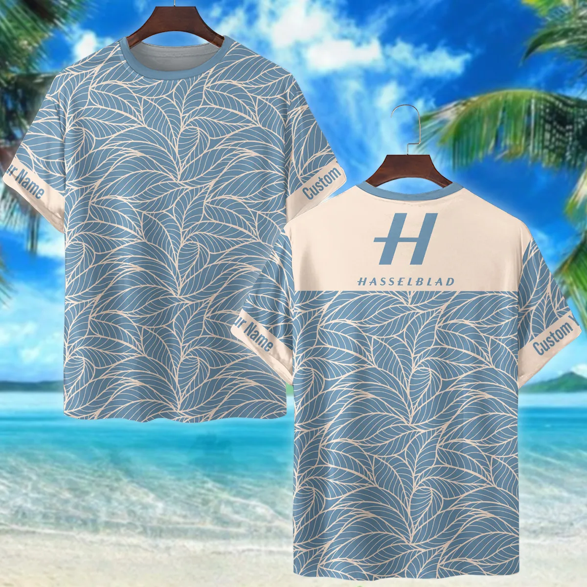 Hasselblad Outlined Leaves Minimal Style Photography Summer Pattern Premium T-Shirt All Over Prints Gift Loves BL1125A38HSBTS