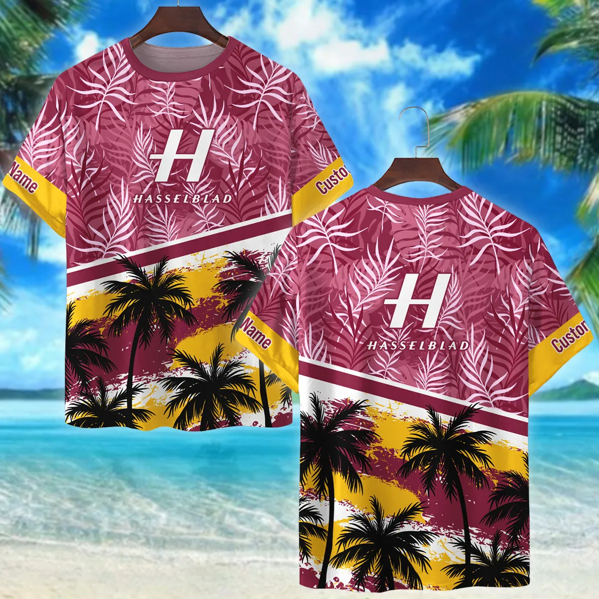 Hasselblad Palm And Monstera Leaves Photography Summer Pattern Premium T-Shirt All Over Prints Gift Loves BL1125A15HSBTS