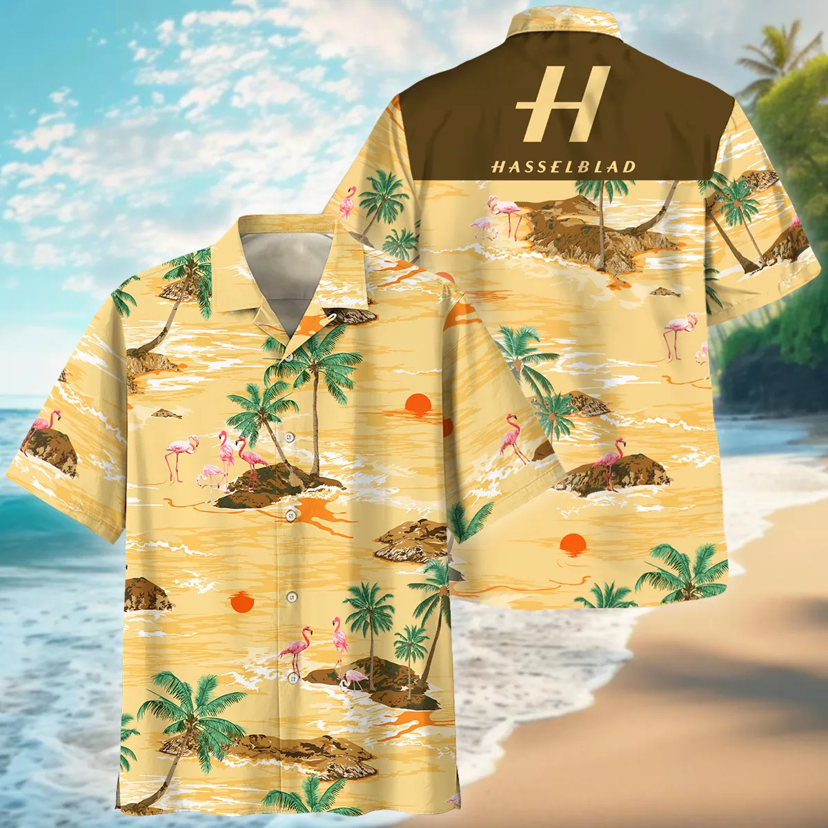Hasselblad Palm Island With Flamingo Photography Summer Pattern Oversized Hawaiian Shirt All Over Prints Gift Loves BL1125A53HSBHW