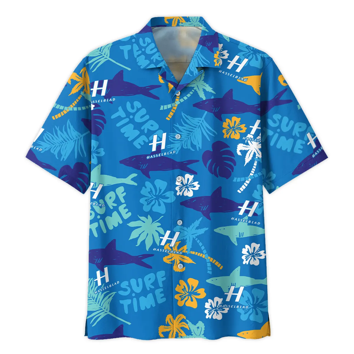 Hasselblad Palm Leaf Flower Shark Photography Summer Pattern Oversized Hawaiian Shirt All Over Prints Gift Loves BL1125A42HSBHW