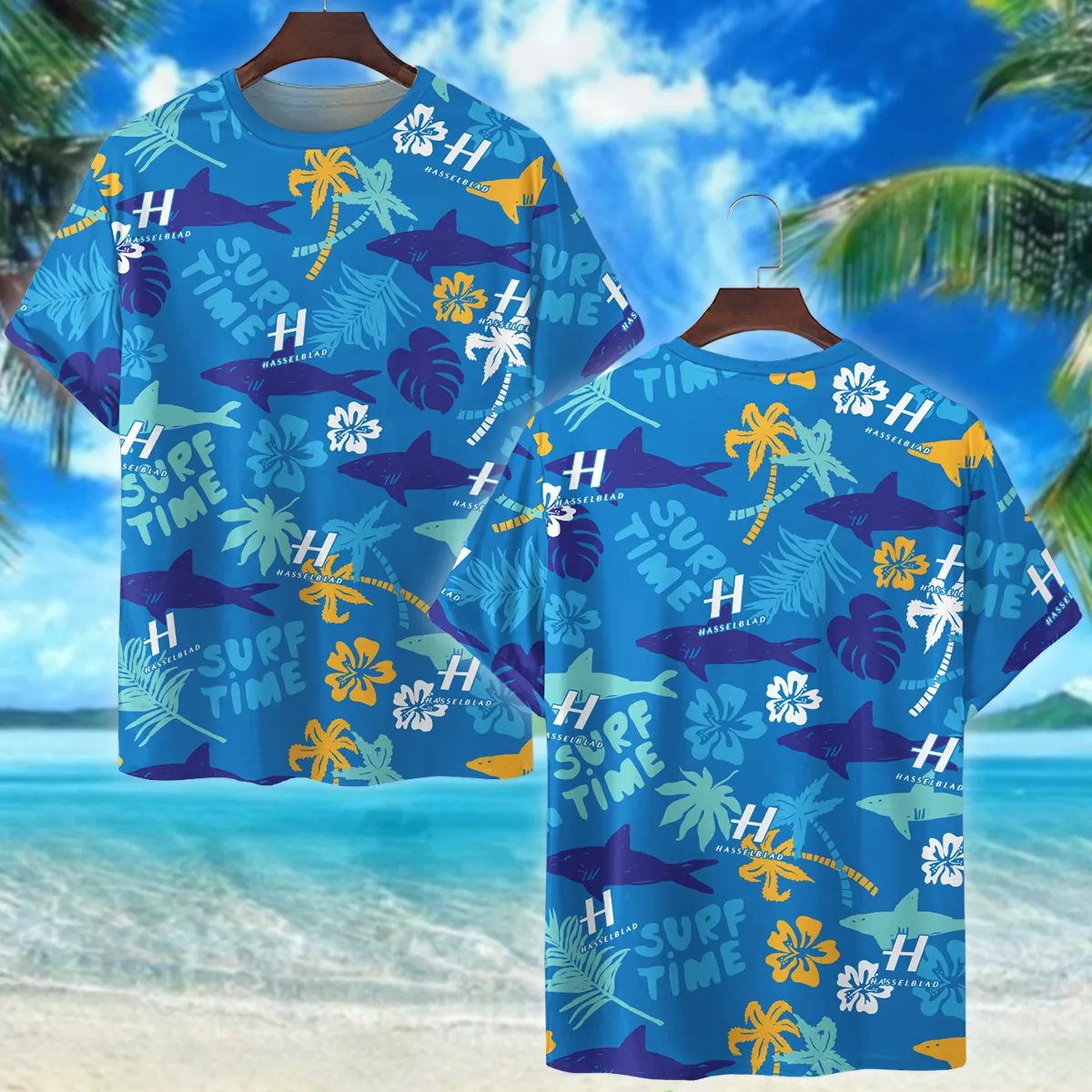 Hasselblad Palm Leaf Flower Shark Photography Summer Pattern Premium T-Shirt All Over Prints Gift Loves BL1125A42HSBTS