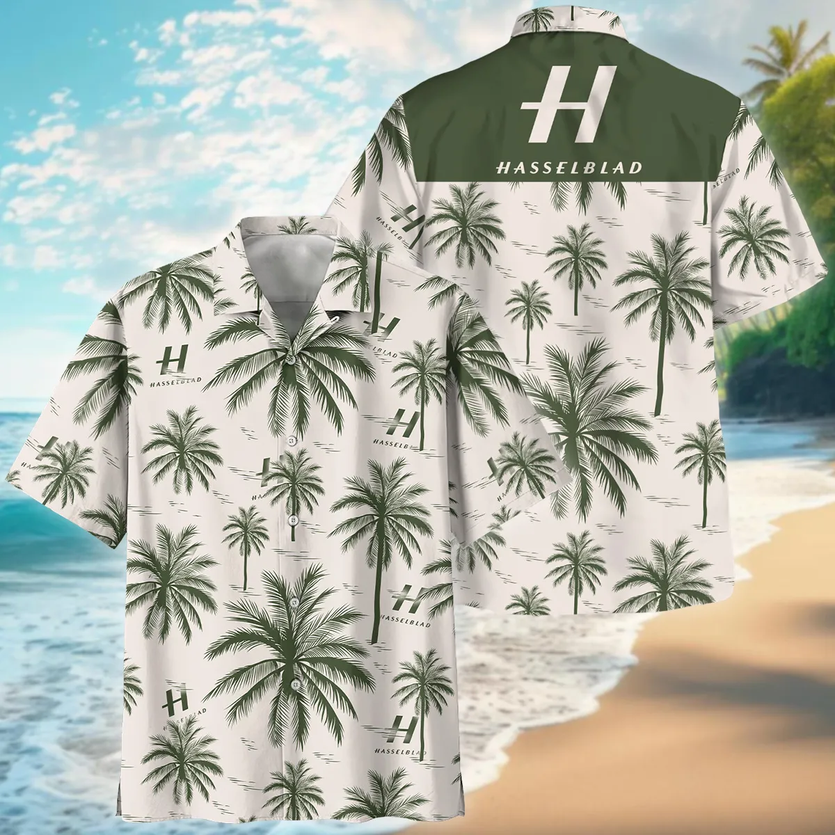 Hasselblad Pattern With Green Palms Photography Summer Pattern Oversized Hawaiian Shirt All Over Prints Gift Loves BL1125A22HSBHW
