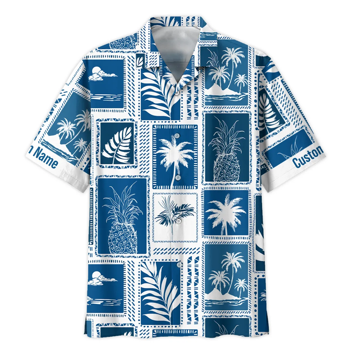 Hasselblad Retro Monotone Blue Tropical Photography Summer Pattern Oversized Hawaiian Shirt All Over Prints Gift Loves BL1125A10HSBHW
