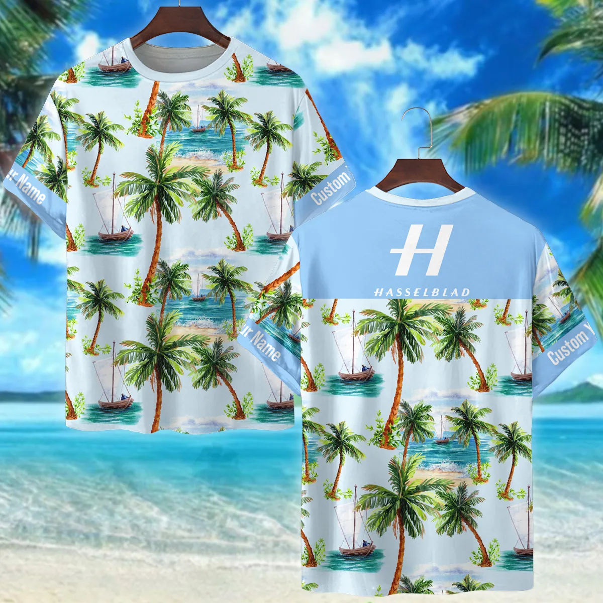 Hasselblad Surfboard Seashore  Cloud Palm Photography Summer Pattern Premium T-Shirt All Over Prints Gift Loves BL1125A36HSBTS