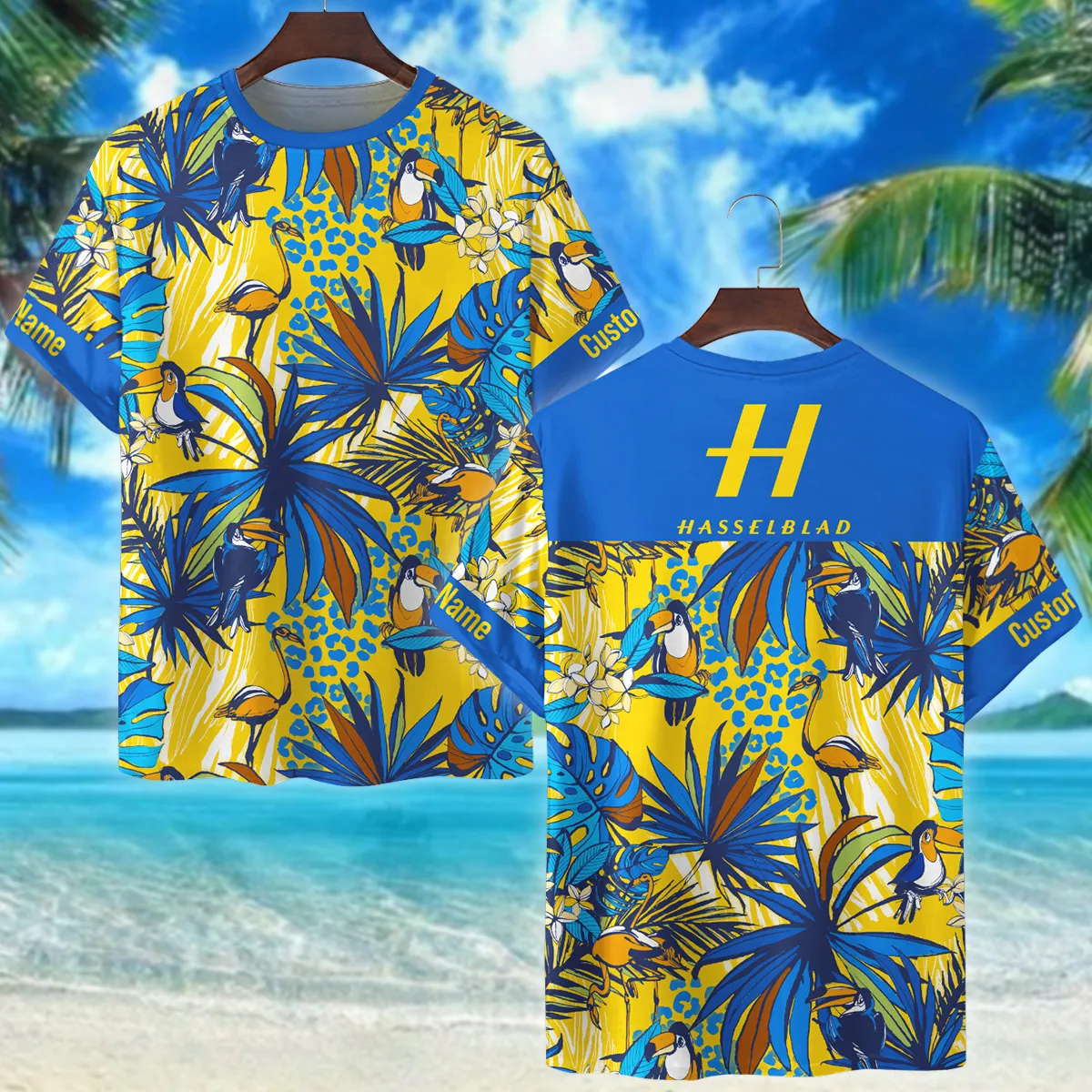 Hasselblad Toucan Flamingo Monstera Palm Photography Summer Pattern Premium T-Shirt All Over Prints Gift Loves BL1125A24HSBTS