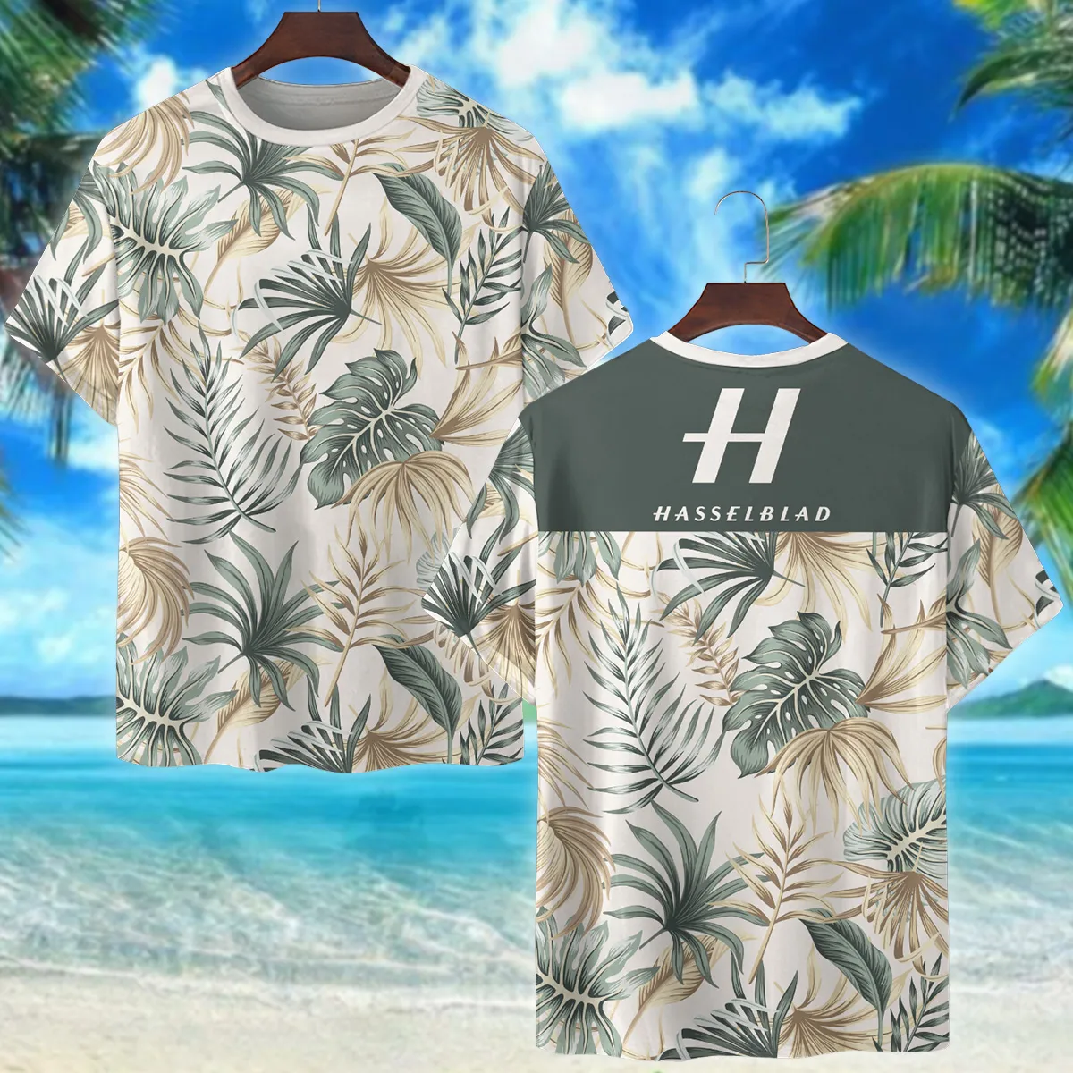 Hasselblad Tropical Beige Green Palm Photography Summer Pattern Premium T-Shirt All Over Prints Gift Loves BL1125A39HSBTS