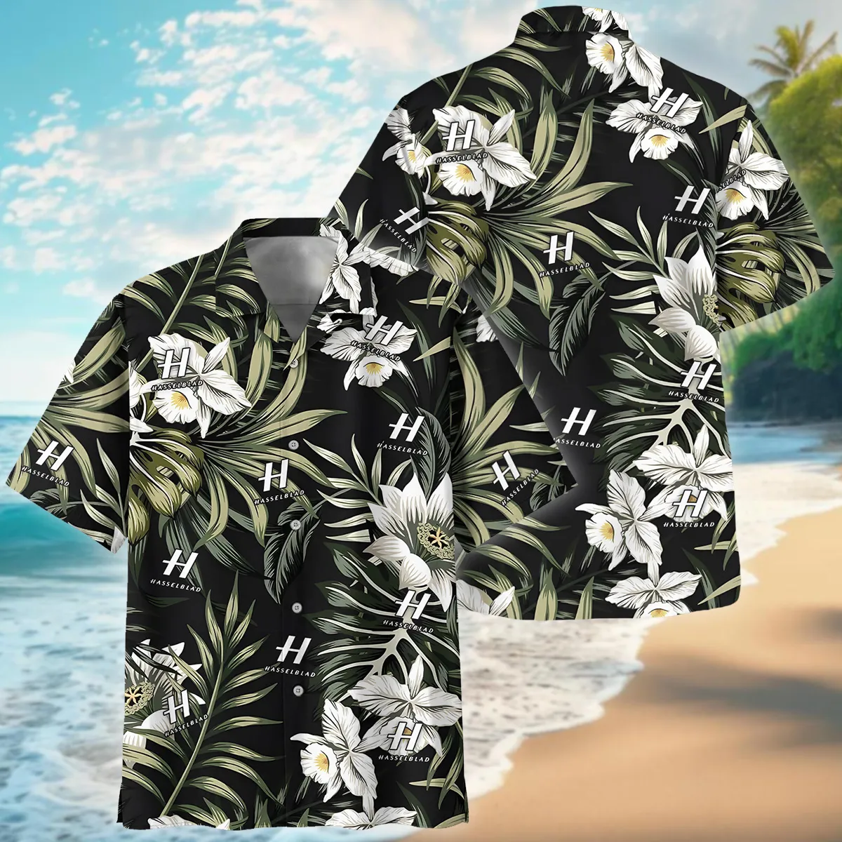 Hasselblad Tropical Palm Leaf Pattern Photography Summer Pattern Oversized Hawaiian Shirt All Over Prints Gift Loves BL1125A30HSBHW