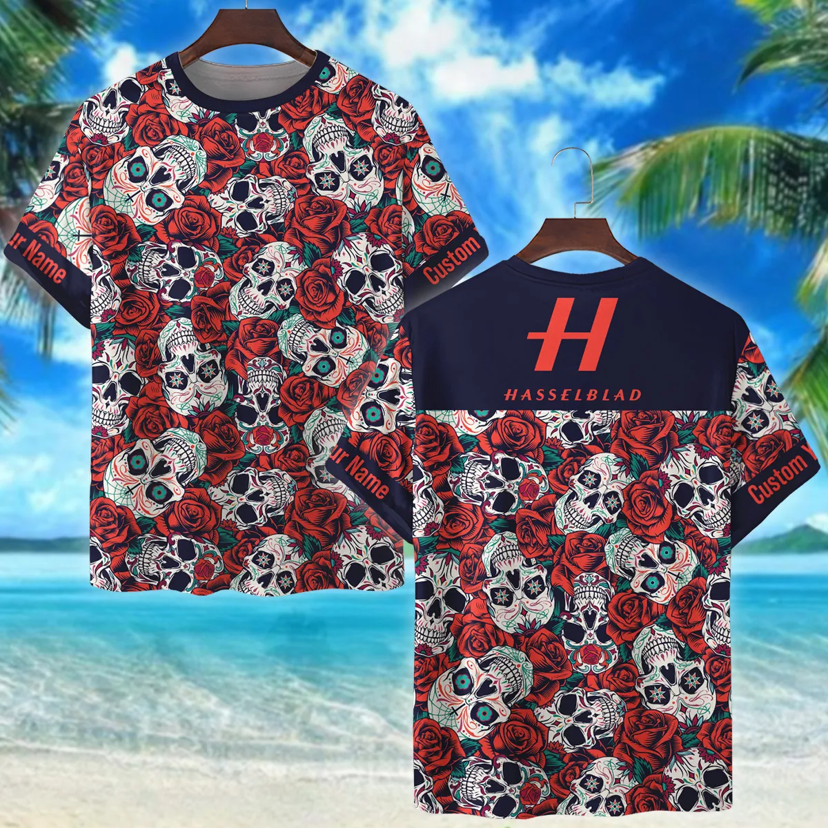 Hasselblad Vintage Skulls And Roses Photography Summer Pattern Premium T-Shirt All Over Prints Gift Loves BL1125A47HSBTS