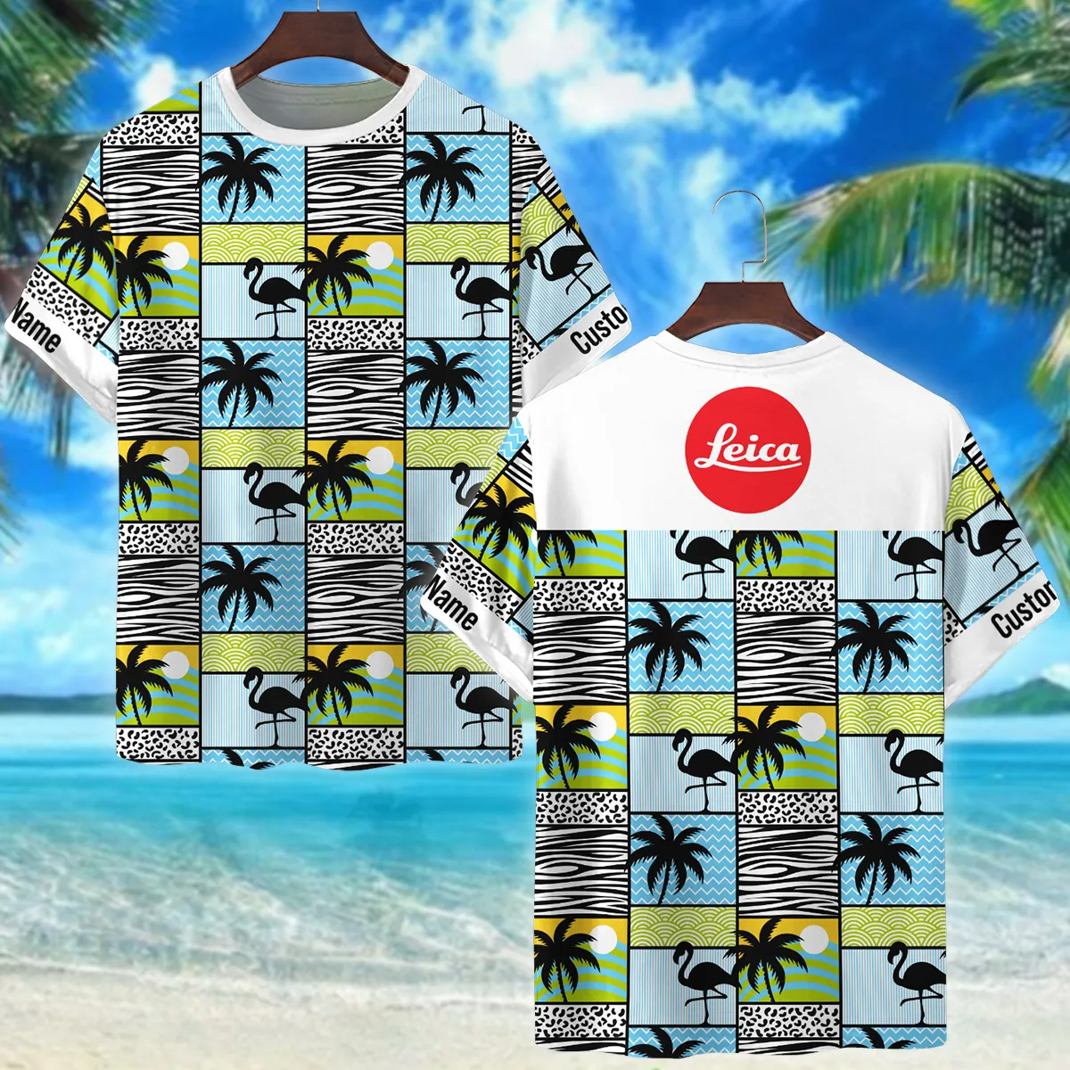Leica Flamingos And Palms Photography Summer Pattern Premium T-Shirt All Over Prints Gift Loves BL1125A9LCTS