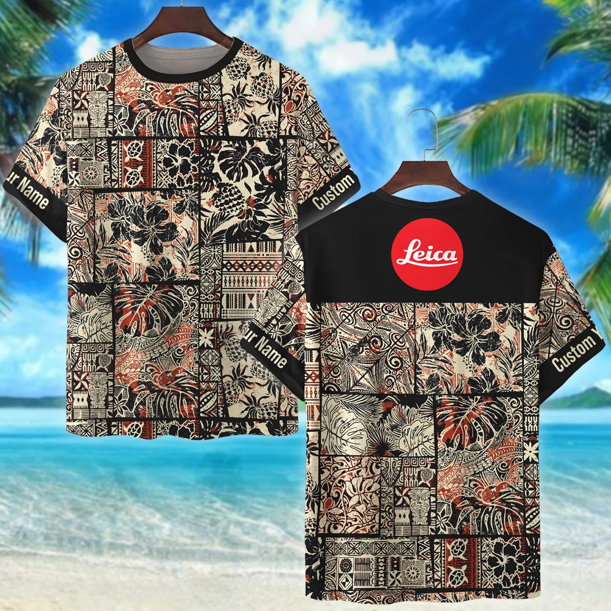 Leica Hibiscus And Tribal Element Photography Summer Pattern Premium T-Shirt All Over Prints Gift Loves BL1125A55LCTS