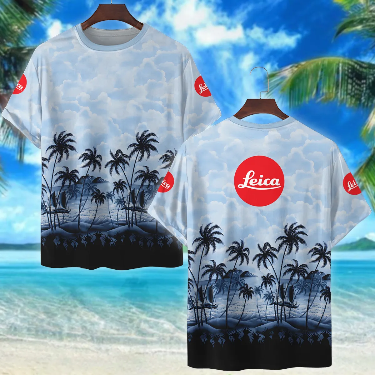 Leica Island Palm And Cloud Photography Summer Pattern Premium T-Shirt All Over Prints Gift Loves BL1125A11LCTS