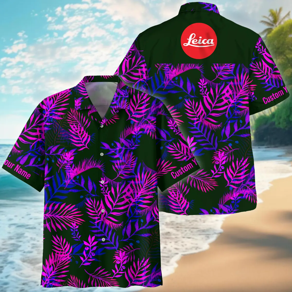 Leica Neon Violet Palm Trees Photography Summer Pattern Oversized Hawaiian Shirt All Over Prints Gift Loves BL1125A54LCHW