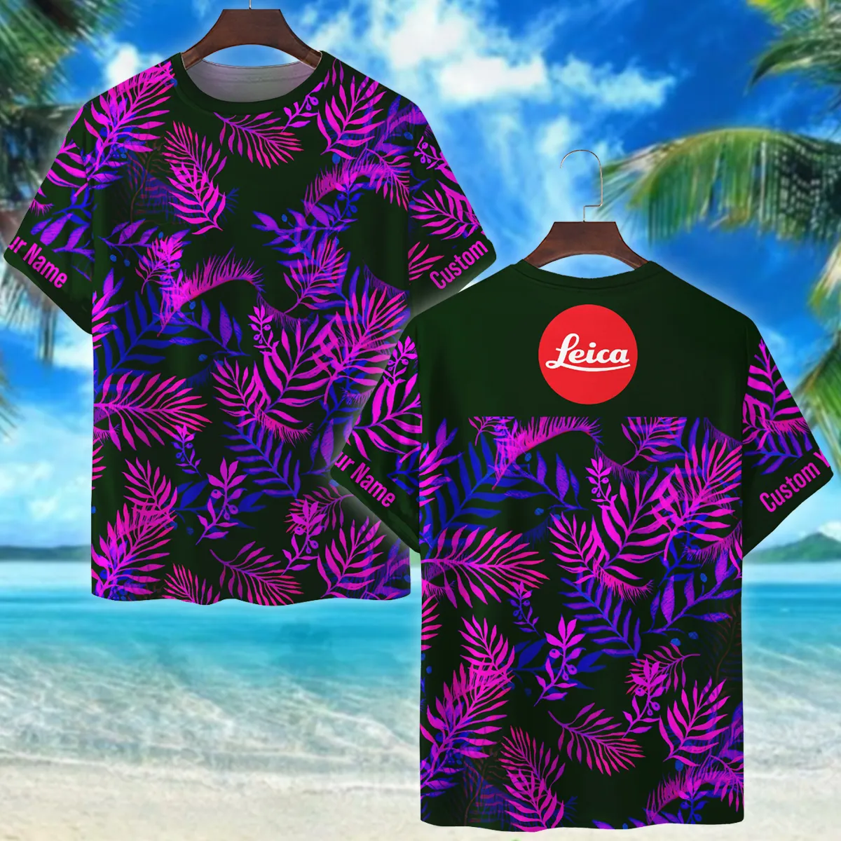 Leica Neon Violet Palm Trees Photography Summer Pattern Premium T-Shirt All Over Prints Gift Loves BL1125A54LCTS