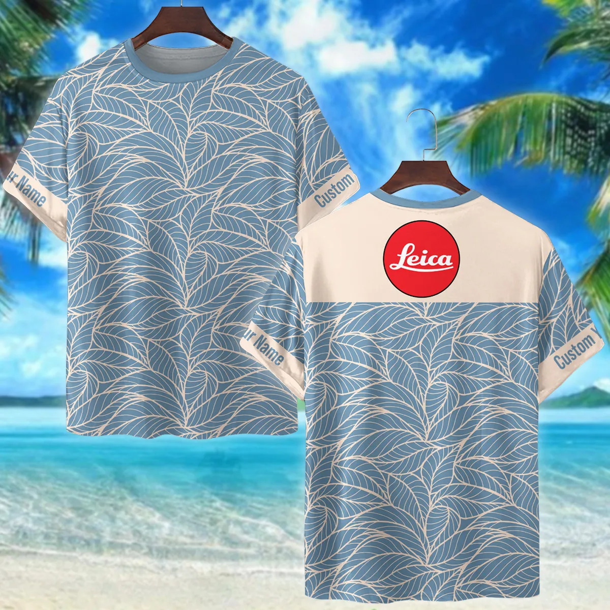 Leica Outlined Leaves Minimal Style Photography Summer Pattern Premium T-Shirt All Over Prints Gift Loves BL1125A38LCTS