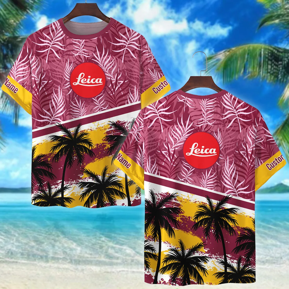 Leica Palm And Monstera Leaves Photography Summer Pattern Premium T-Shirt All Over Prints Gift Loves BL1125A15LCTS