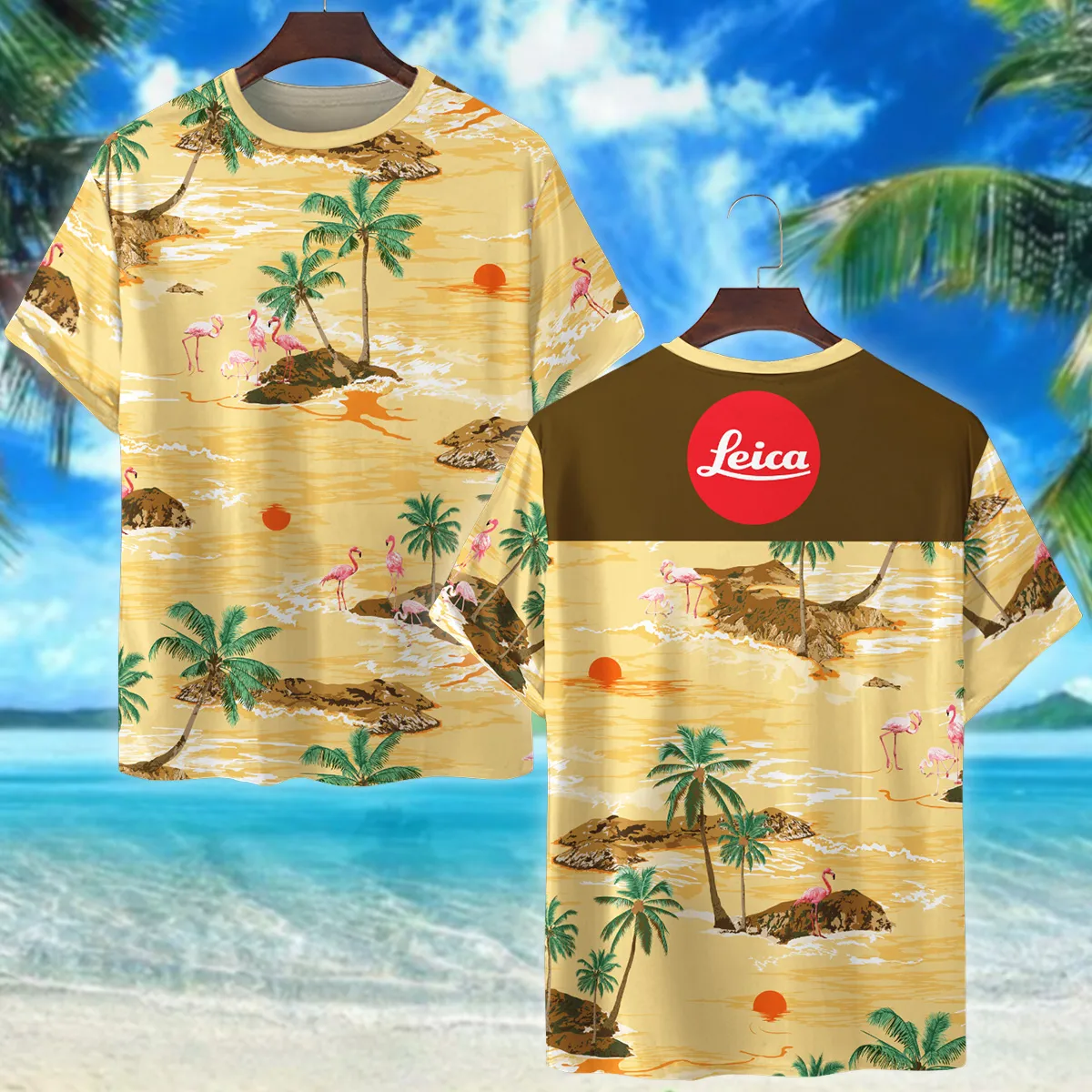 Leica Palm Island With Flamingo Photography Summer Pattern Premium T-Shirt All Over Prints Gift Loves BL1125A53LCTS