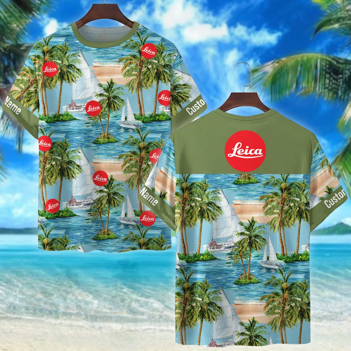 Leica Palm Sailboat Turquoise Waves Photography Summer Pattern Premium T-Shirt All Over Prints Gift Loves BL1125A35LCTS