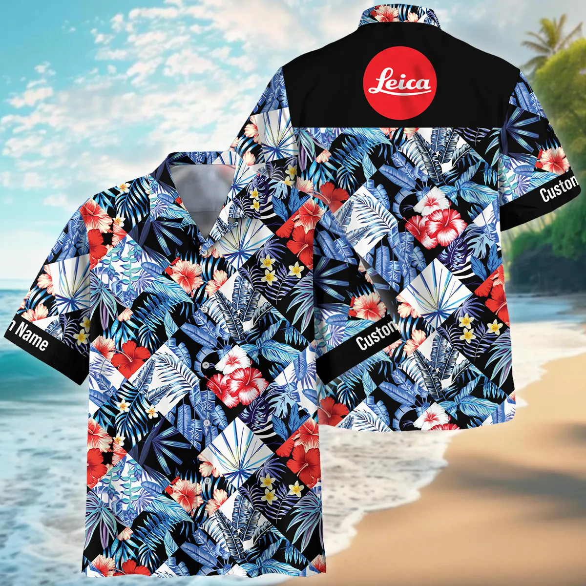 Leica Pattern Patchwork Blue Style Photography Summer Pattern Oversized Hawaiian Shirt All Over Prints Gift Loves BL1125A26LCHW