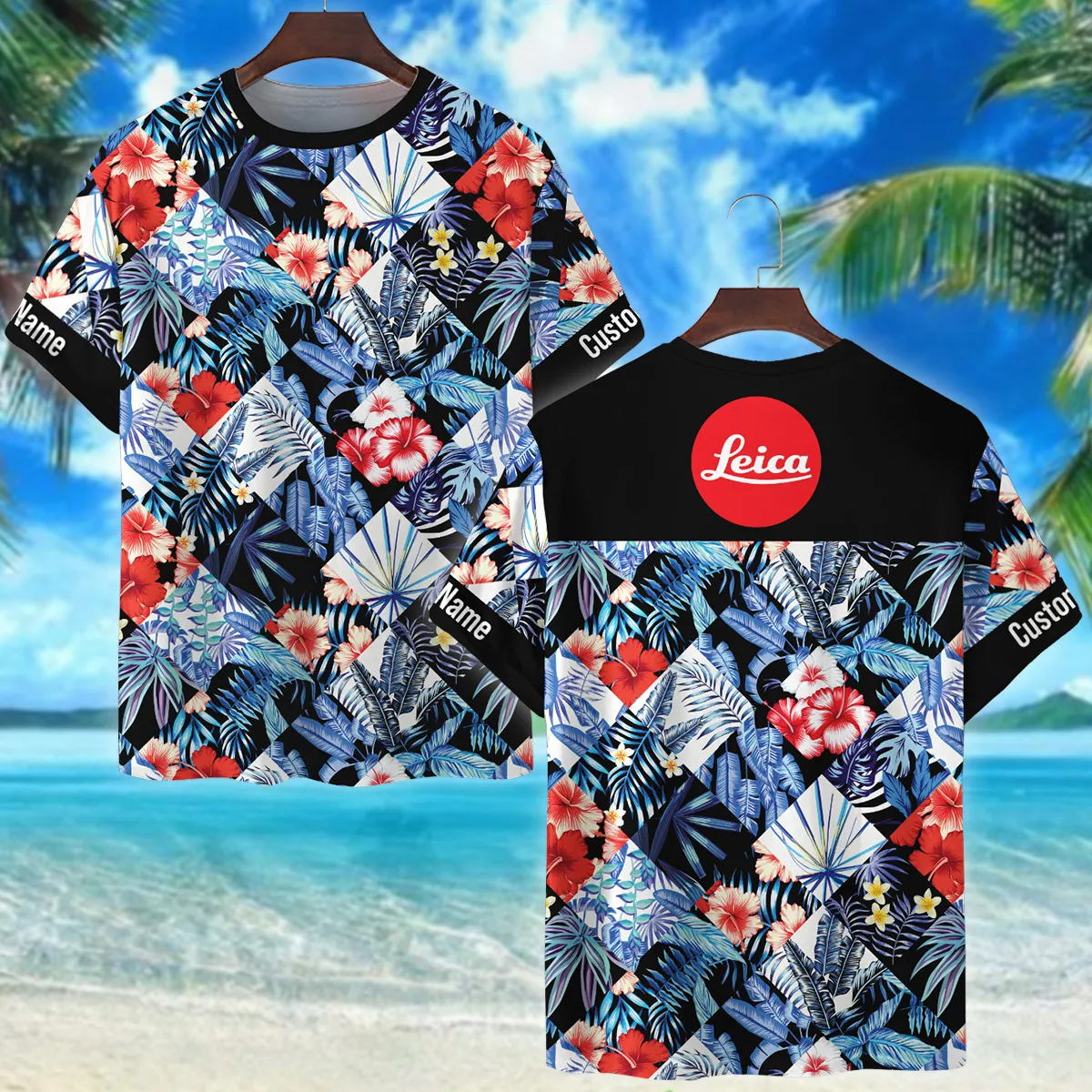 Leica Pattern Patchwork Blue Style Photography Summer Pattern Premium T-Shirt All Over Prints Gift Loves BL1125A26LCTS
