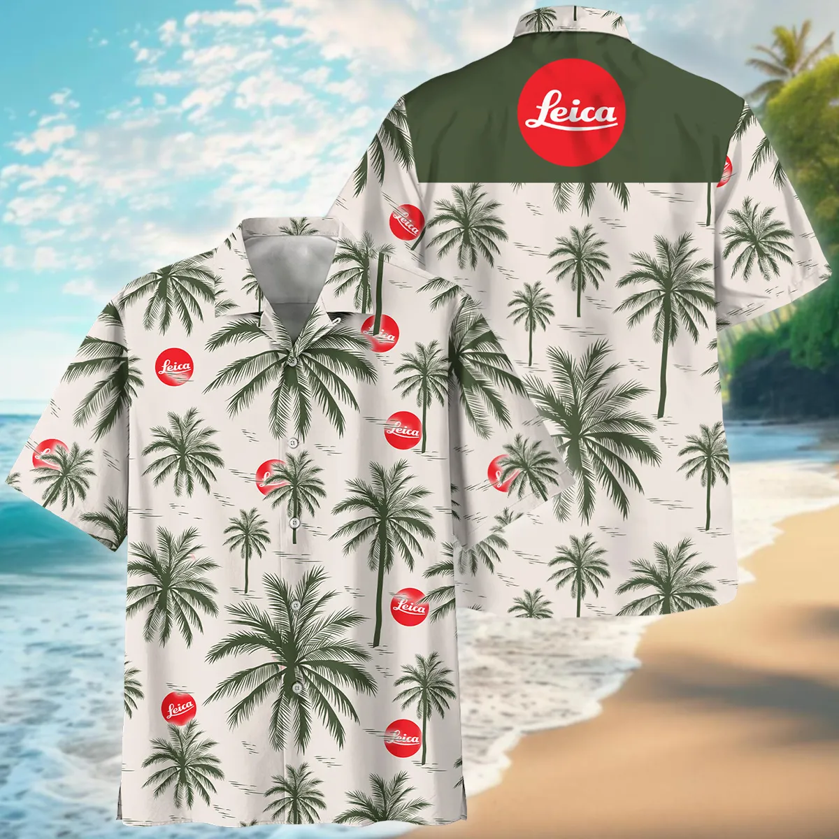 Leica Pattern With Green Palms Photography Summer Pattern Oversized Hawaiian Shirt All Over Prints Gift Loves BL1125A22LCHW