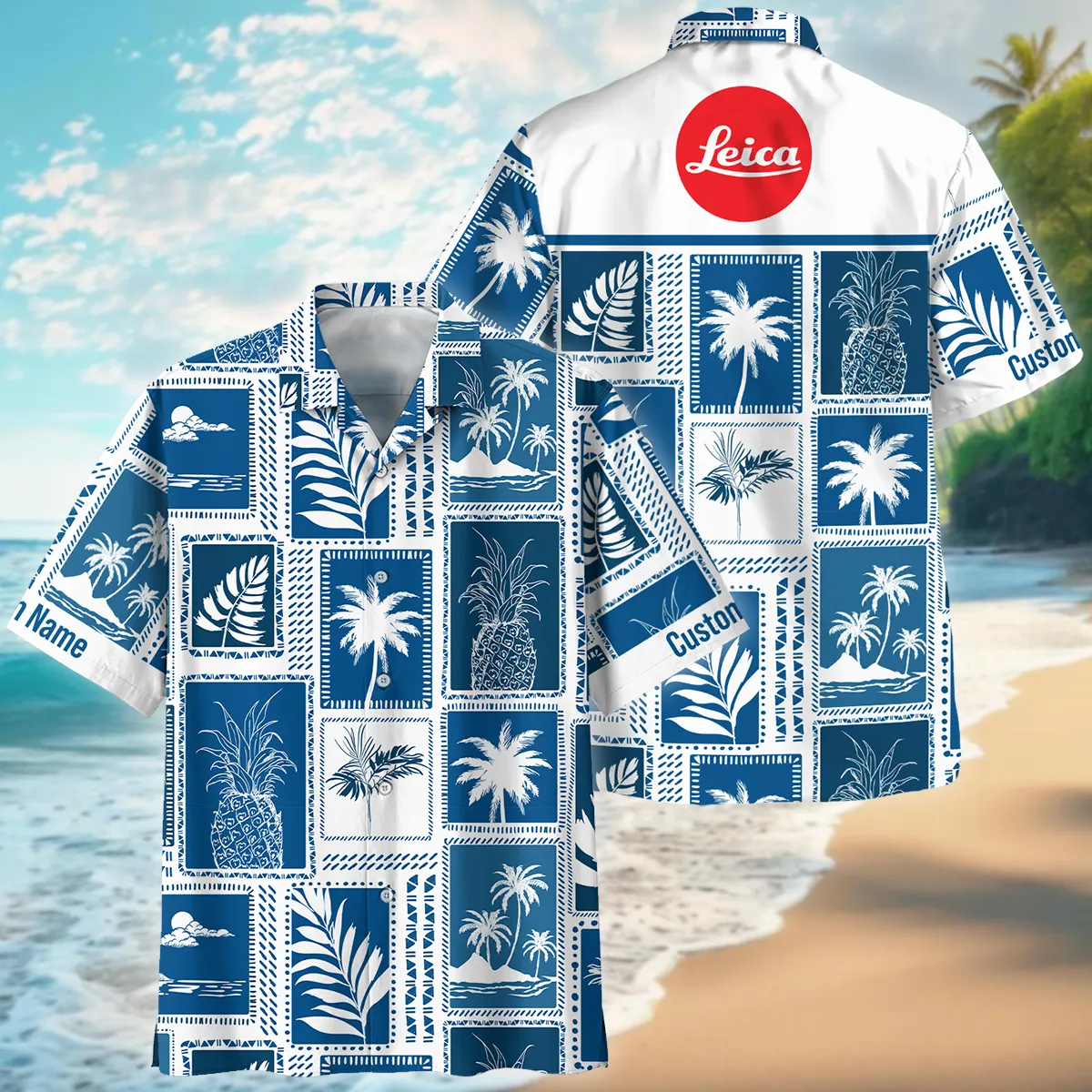 Leica Retro Monotone Blue Tropical Photography Summer Pattern Oversized Hawaiian Shirt All Over Prints Gift Loves BL1125A10LCHW