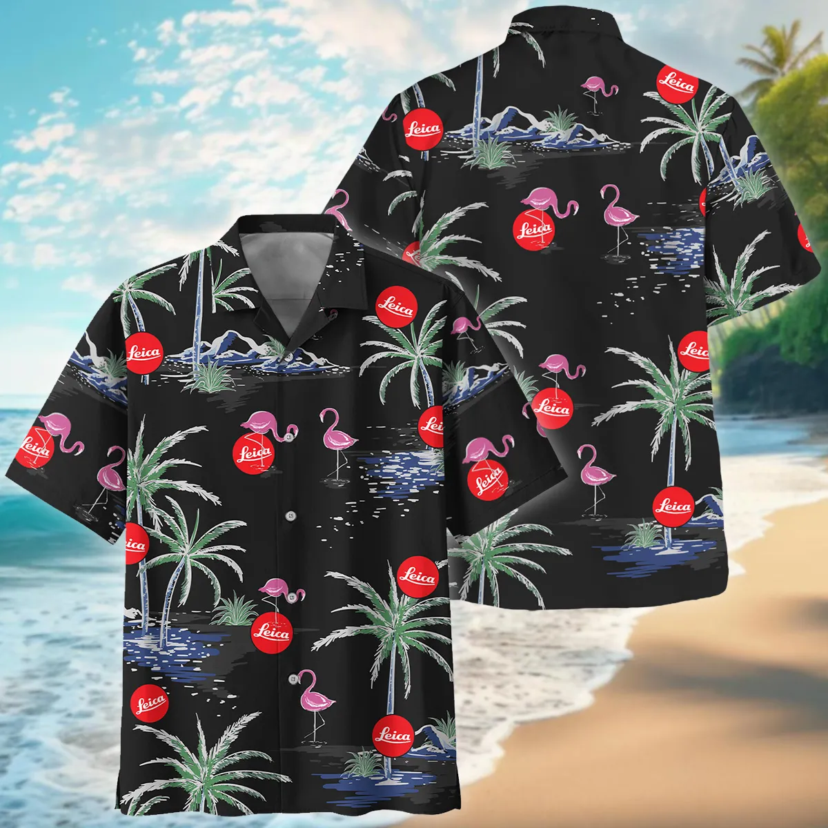 Leica Summer Night Palm Flamingo Photography Summer Pattern Oversized Hawaiian Shirt All Over Prints Gift Loves BL1125A34LCHW