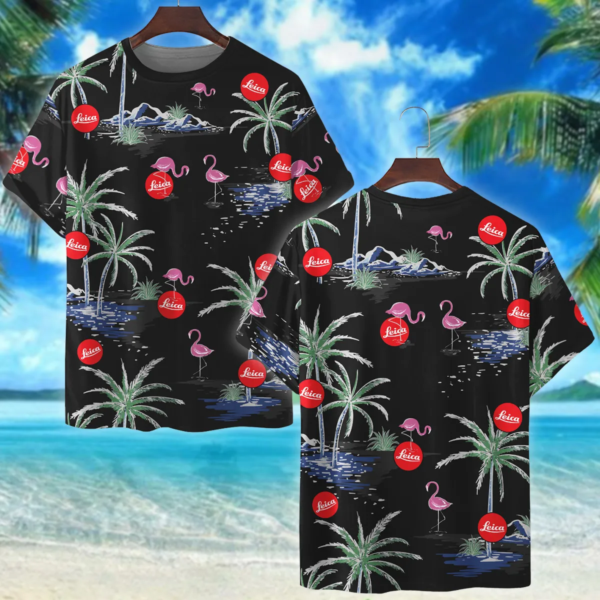 Leica Summer Night Palm Flamingo Photography Summer Pattern Premium T-Shirt All Over Prints Gift Loves BL1125A34LCTS