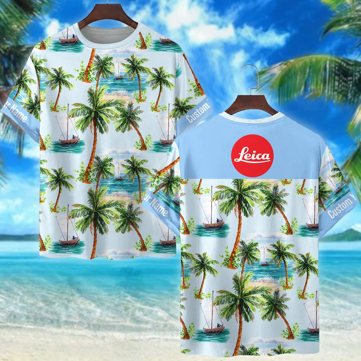 Leica Surfboard Seashore  Cloud Palm Photography Summer Pattern Premium T-Shirt All Over Prints Gift Loves BL1125A36LCTS
