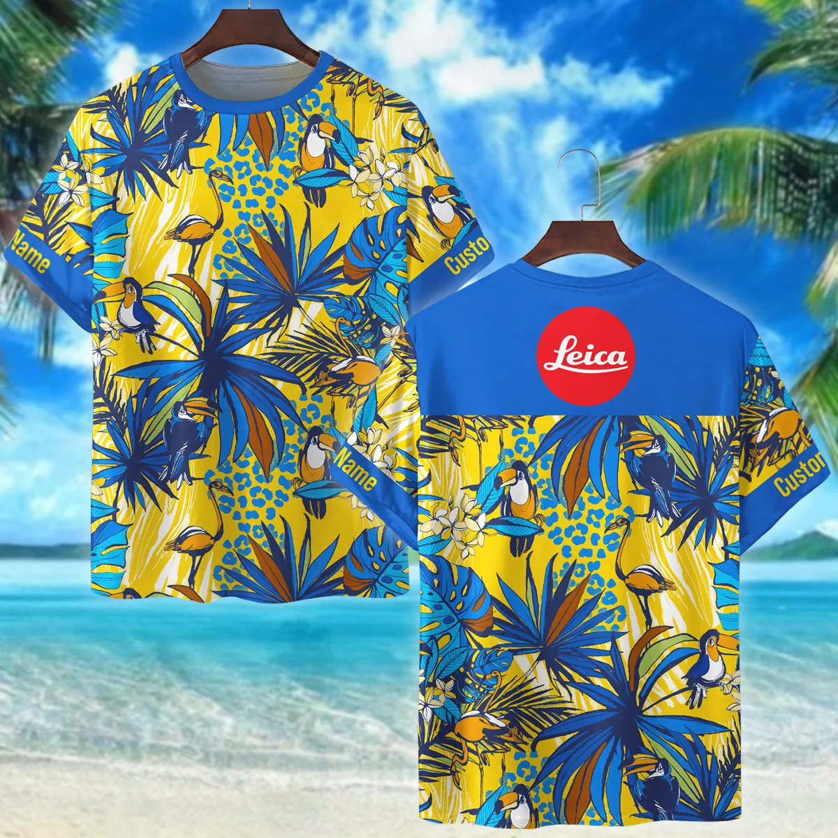 Leica Toucan Flamingo Monstera Palm Photography Summer Pattern Premium T-Shirt All Over Prints Gift Loves BL1125A24LCTS