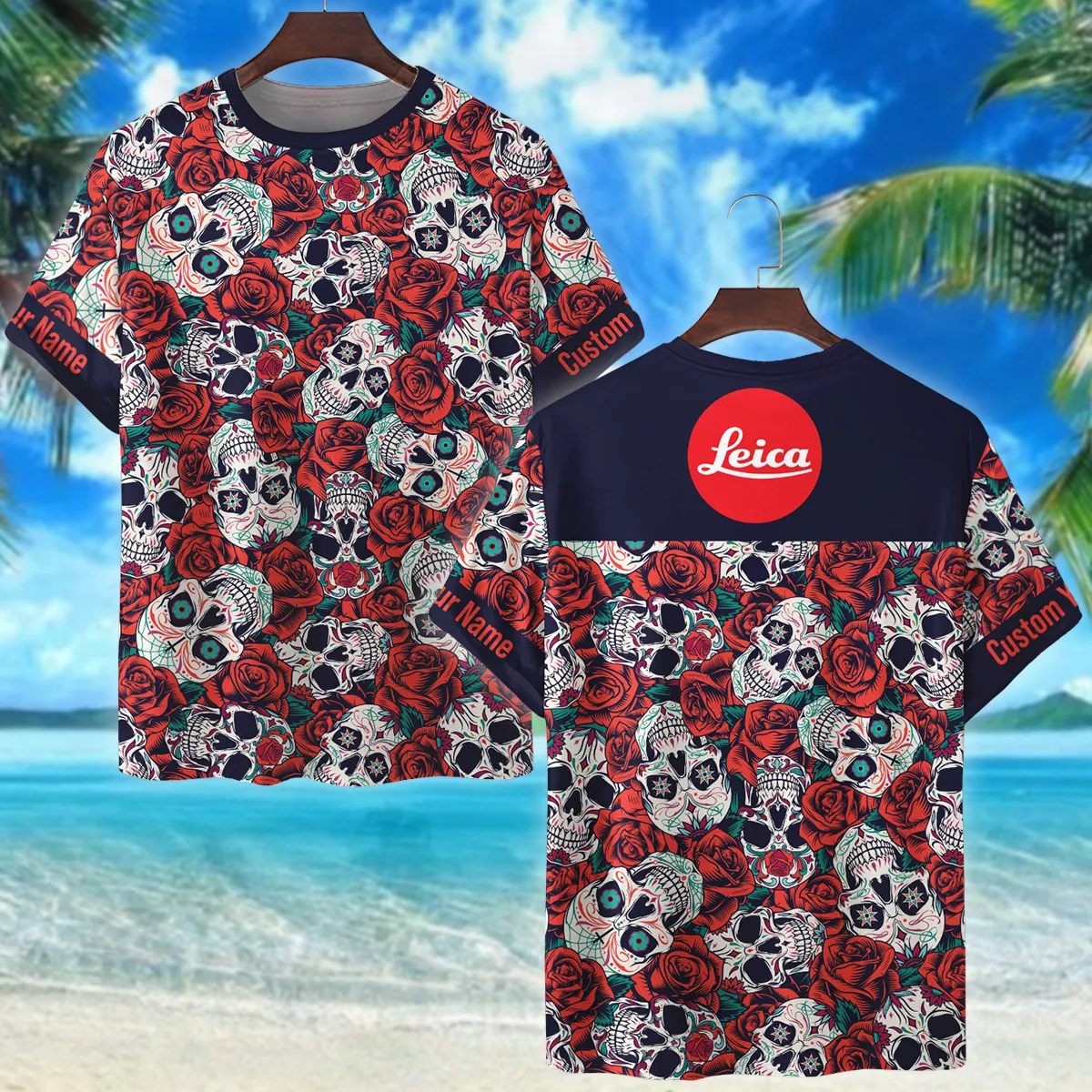 Leica Vintage Skulls And Roses Photography Summer Pattern Premium T-Shirt All Over Prints Gift Loves BL1125A47LCTS