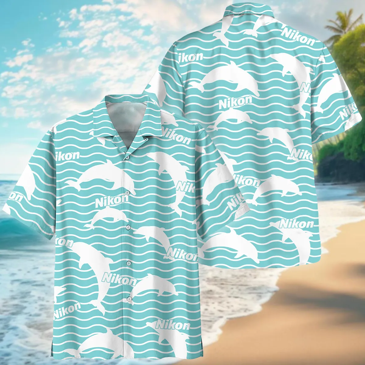 Nikon Dolphins And Waves Photography Summer Pattern Oversized Hawaiian Shirt All Over Prints Gift Loves BL1125A43NKHW