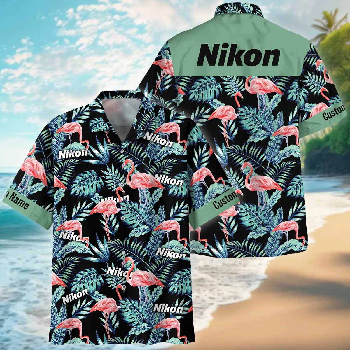 Nikon Exotic Tropical Pink Flamingo Photography Summer Pattern Oversized Hawaiian Shirt All Over Prints Gift Loves BL1125A23NKHW