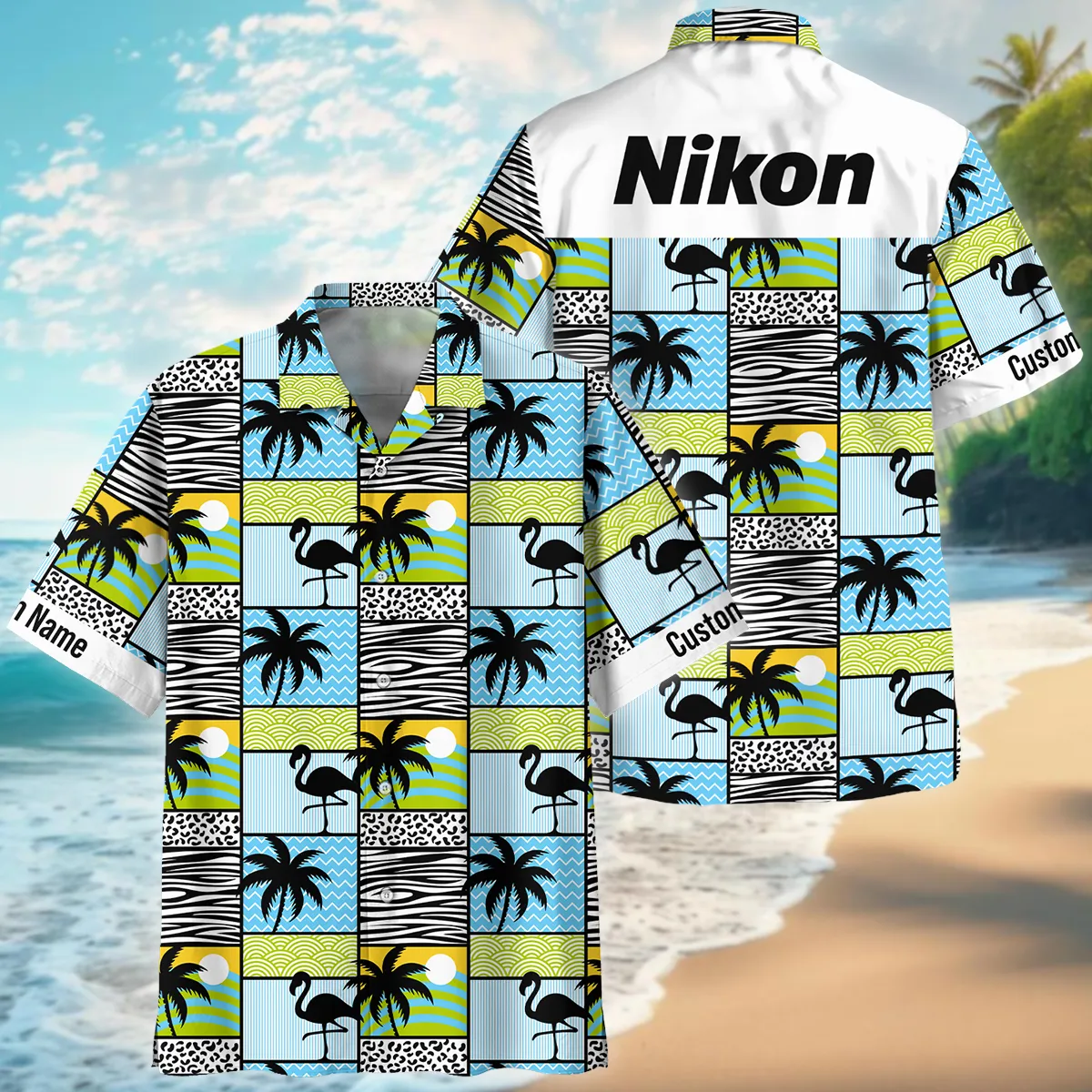 Nikon Flamingos And Palms Photography Summer Pattern Oversized Hawaiian Shirt All Over Prints Gift Loves BL1125A9NKHW