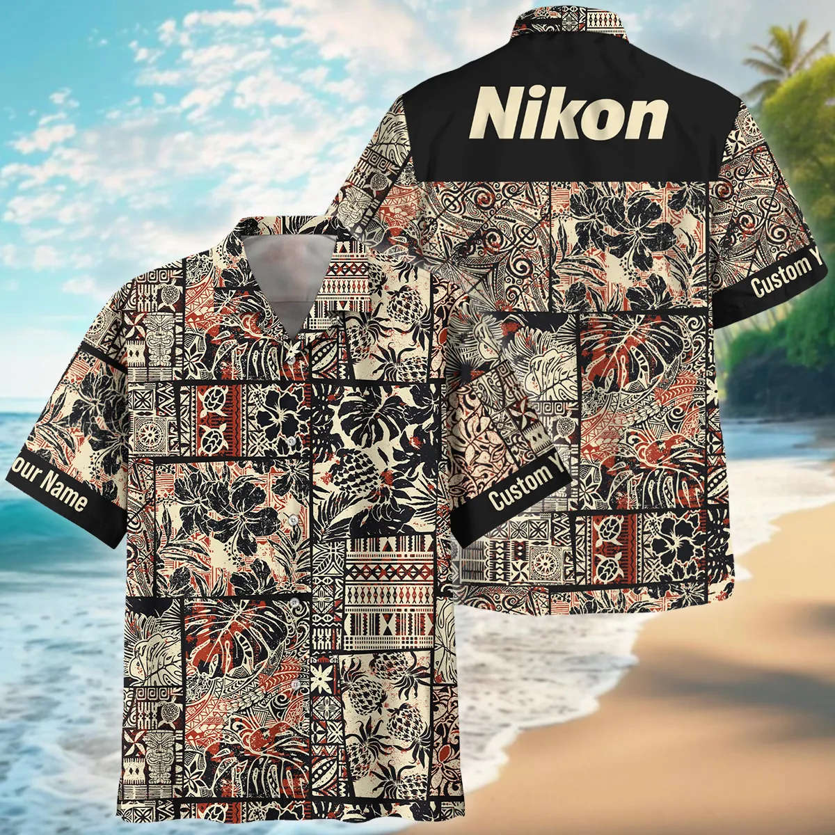 Nikon Hibiscus And Tribal Element Photography Summer Pattern Oversized Hawaiian Shirt All Over Prints Gift Loves BL1125A55NKHW