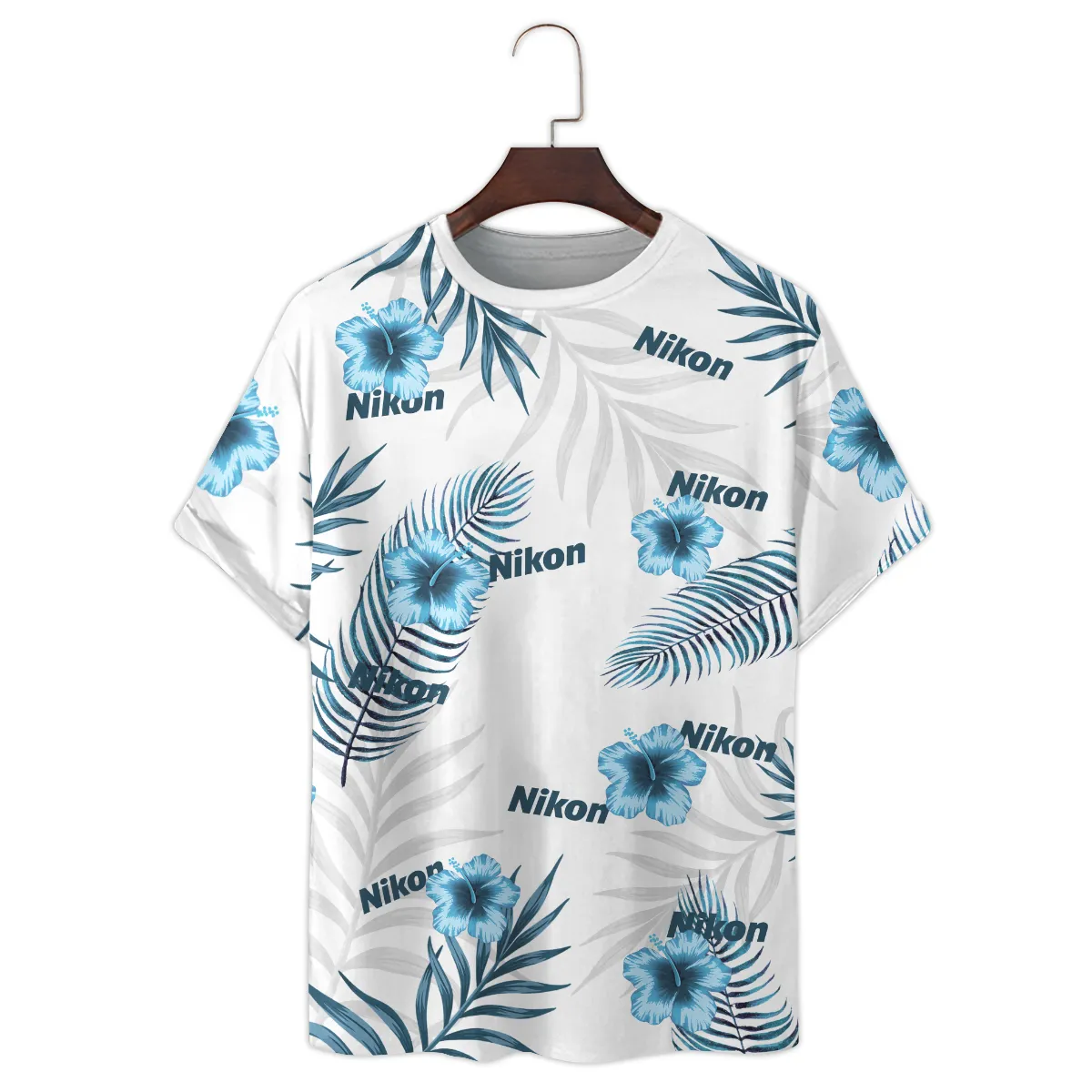 Nikon Hibiscus Palm Leaves Photography Summer Pattern Premium T-Shirt All Over Prints Gift Loves BL1125A4NKTS